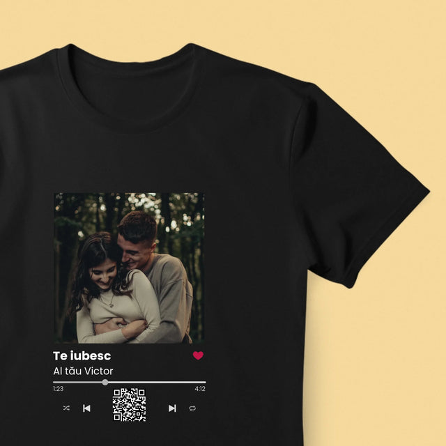 Fotografie Si Semnătură: Spotify Cu Cod Qr - Tricou Pentru Bărbați