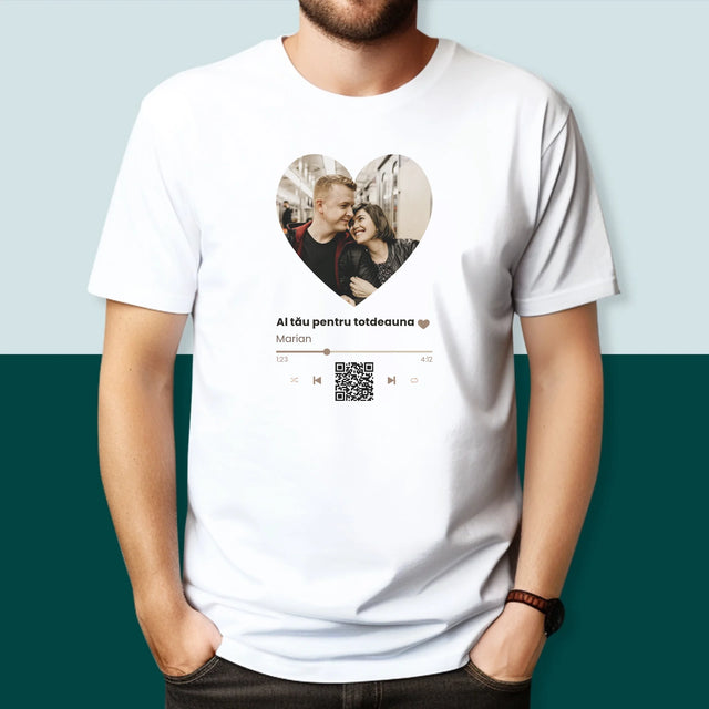 Fotografie Si Semnătură: Cântecul Nostru Inimă Cod Qr - Tricou Pentru Bărbați