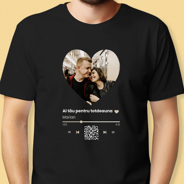 Fotografie Si Semnătură: Cântecul Nostru Inimă Cod Qr - Tricou Pentru Bărbați