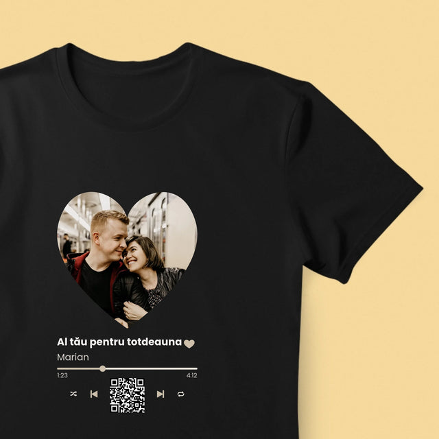 Fotografie Si Semnătură: Cântecul Nostru Inimă Cod Qr - Tricou Pentru Bărbați