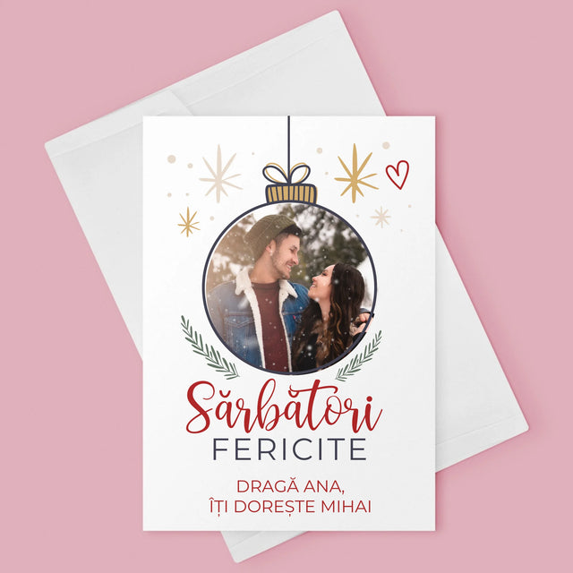 Fotografie Si Semnătură: Sărbători Fericite Jucărie De Brad - Card Cu Felicitări