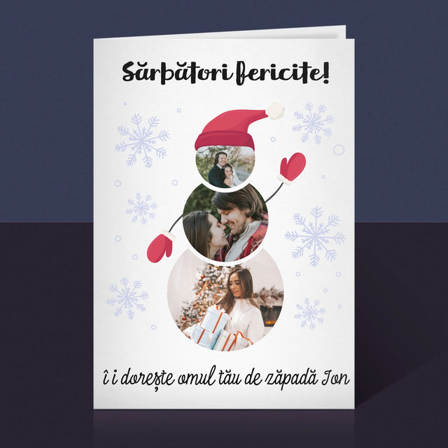 Formă Din Fotografii: Baba De Zăpadă - Card Cu Felicitări