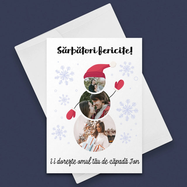 Formă Din Fotografii: Baba De Zăpadă - Card Cu Felicitări