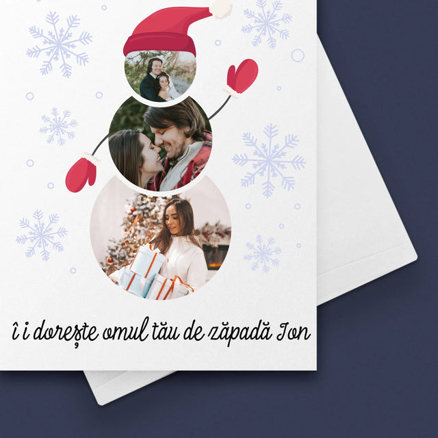Formă Din Fotografii: Baba De Zăpadă - Card Cu Felicitări