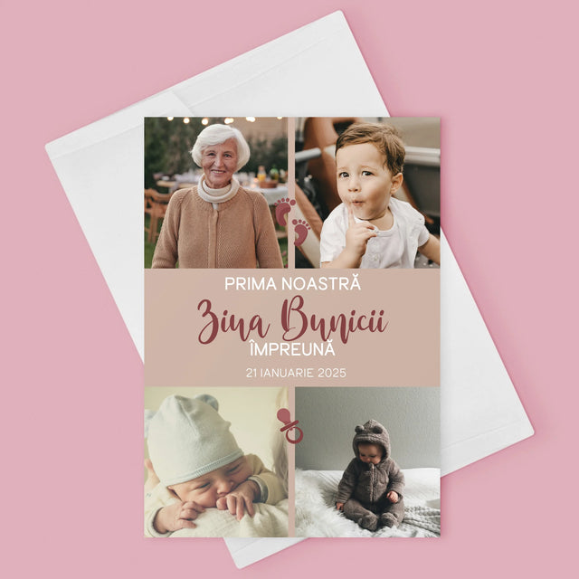 Colaj De Fotografii: Prima Zi A Bunicii - Card Cu Felicitări