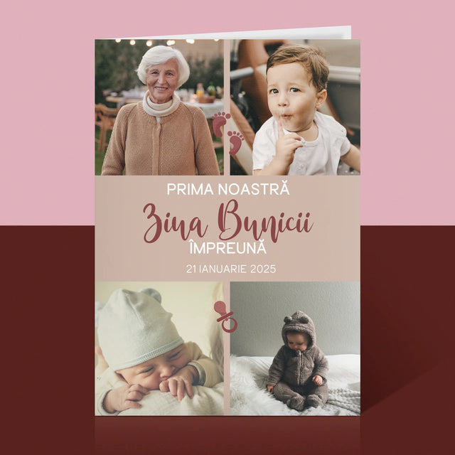 Colaj De Fotografii: Prima Zi A Bunicii - Card Cu Felicitări