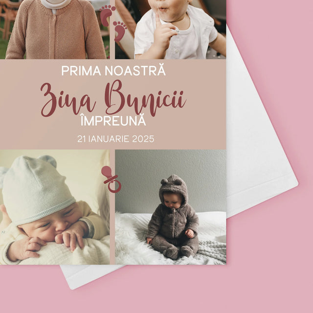 Colaj De Fotografii: Prima Zi A Bunicii - Card Cu Felicitări