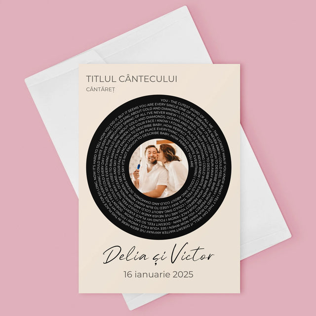 Fotografie Si Semnătură: Textul Cântecului Cu Fotografia Ta - Card Cu Felicitări