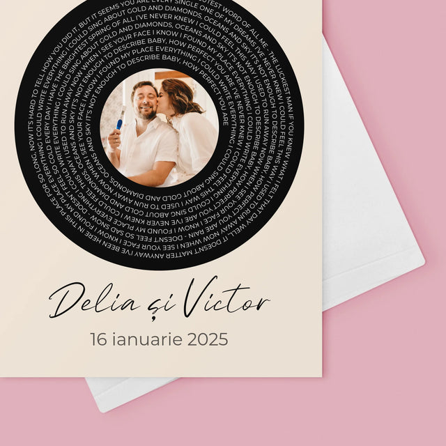 Fotografie Si Semnătură: Textul Cântecului Cu Fotografia Ta - Card Cu Felicitări