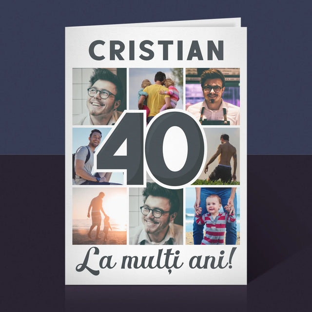 Colaj De Fotografii: 40 De Ani - Card Cu Felicitări