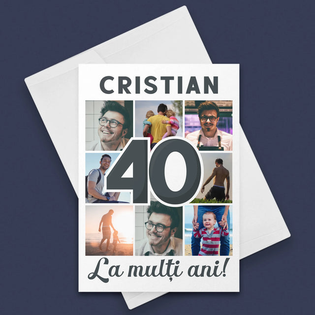 Colaj De Fotografii: 40 De Ani - Card Cu Felicitări