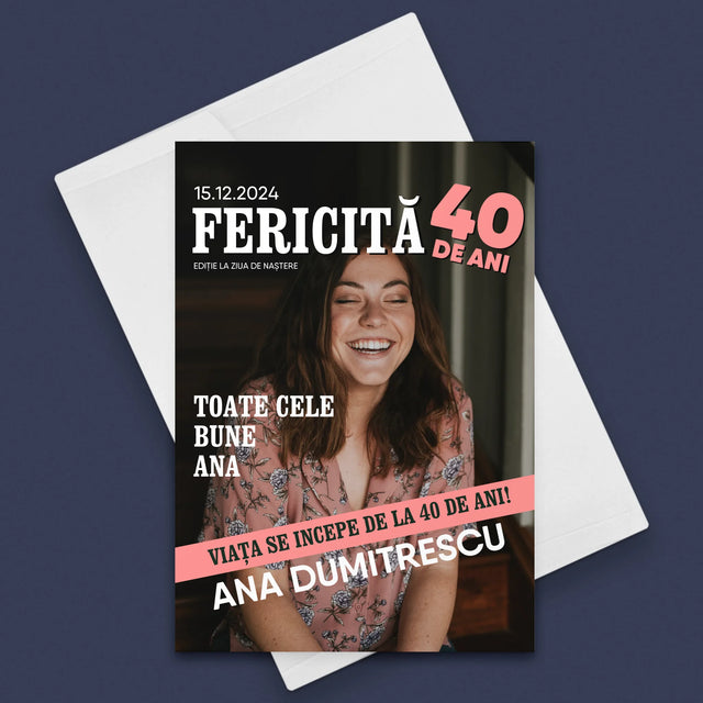 Copertă Derevistă: Fericită La 40 De Ani - Card Cu Felicitări