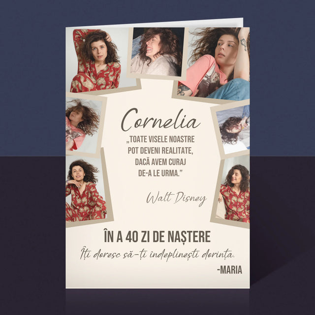 Colaj De Fotografii: 40 Zi De Naștere Realizeați Dorințele - Card Cu Felicitări