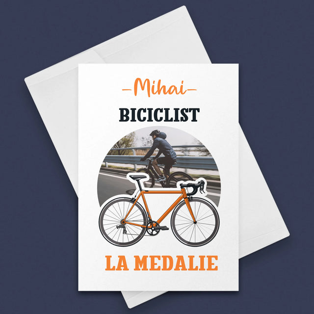Fotografie Si Semnătură: Biciclist La Medalie - Card Cu Felicitări