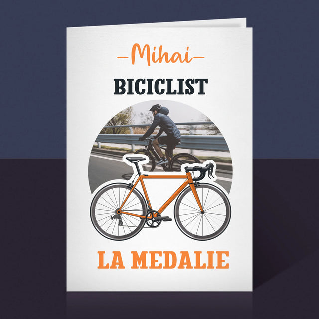 Fotografie Si Semnătură: Biciclist La Medalie - Card Cu Felicitări