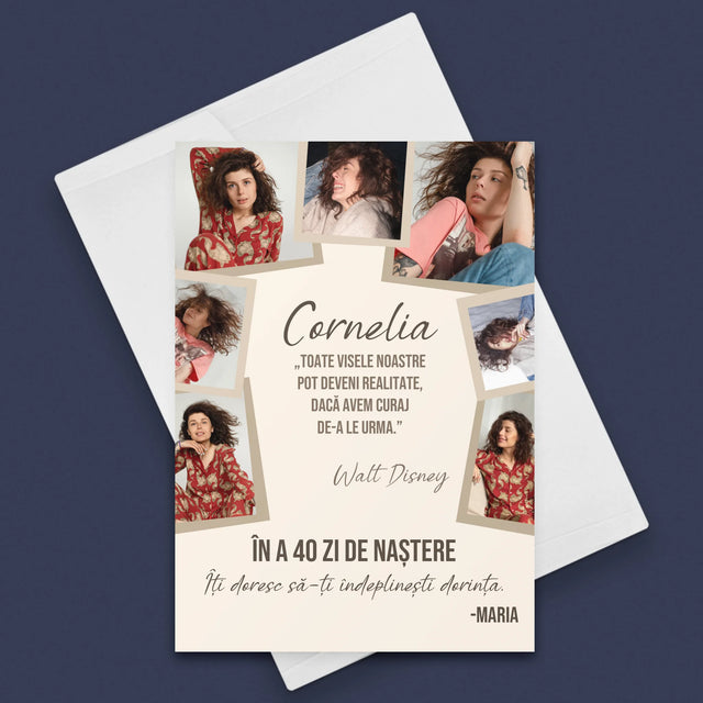 Colaj De Fotografii: 40 Zi De Naștere Realizeați Dorințele - Card Cu Felicitări