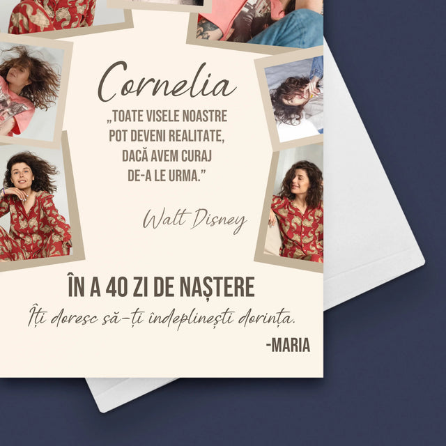 Colaj De Fotografii: 40 Zi De Naștere Realizeați Dorințele - Card Cu Felicitări