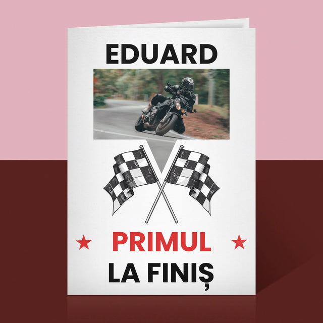 Fotografie Si Semnătură: Primul La Finiș - Card Cu Felicitări