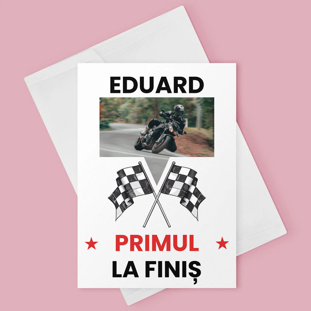 Fotografie Si Semnătură: Primul La Finiș - Card Cu Felicitări