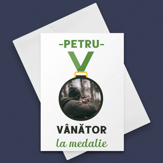 Fotografie Si Semnătură: Vânător La Medalie - Card Cu Felicitări