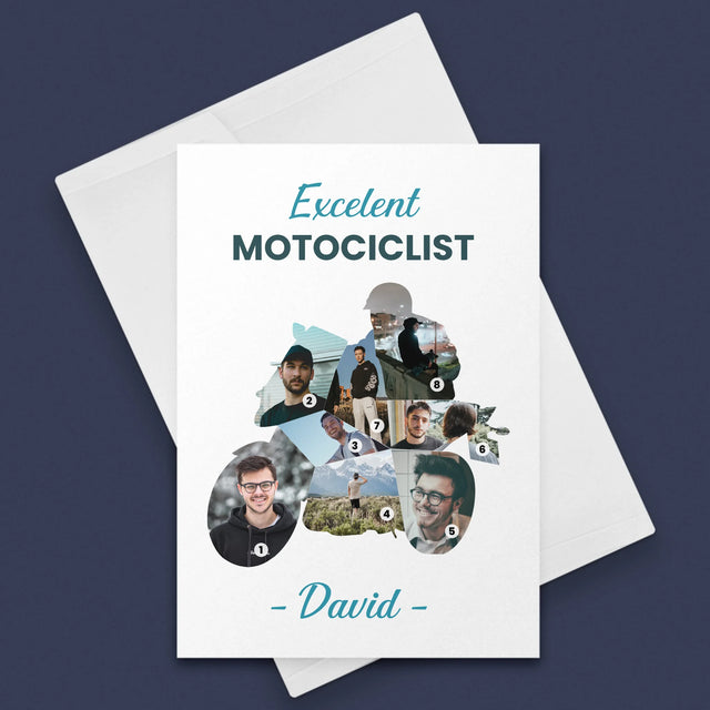 Formă Din Fotografii: Motociclist Excelent - Card Cu Felicitări