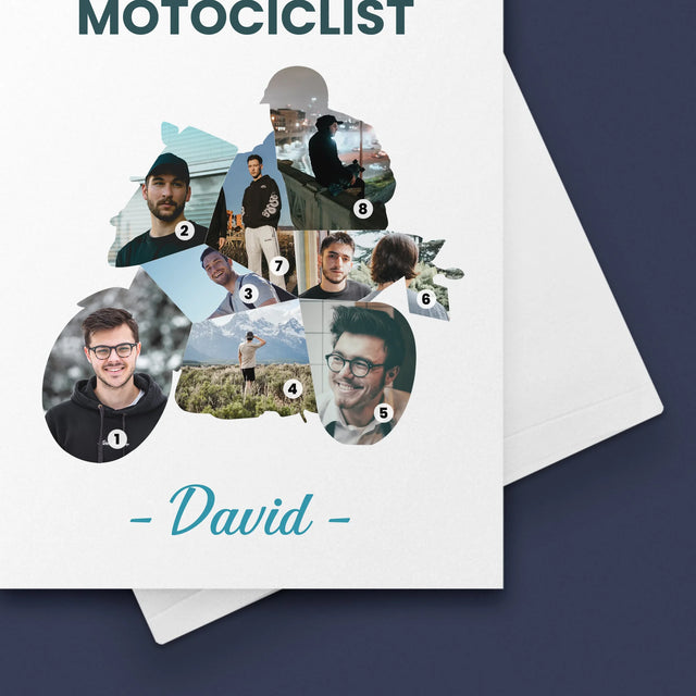 Formă Din Fotografii: Motociclist Excelent - Card Cu Felicitări
