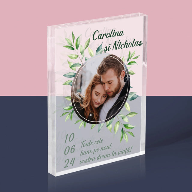 Fotografie Si Semnătură: Frunze De Nuntă - Bloc Acrilic