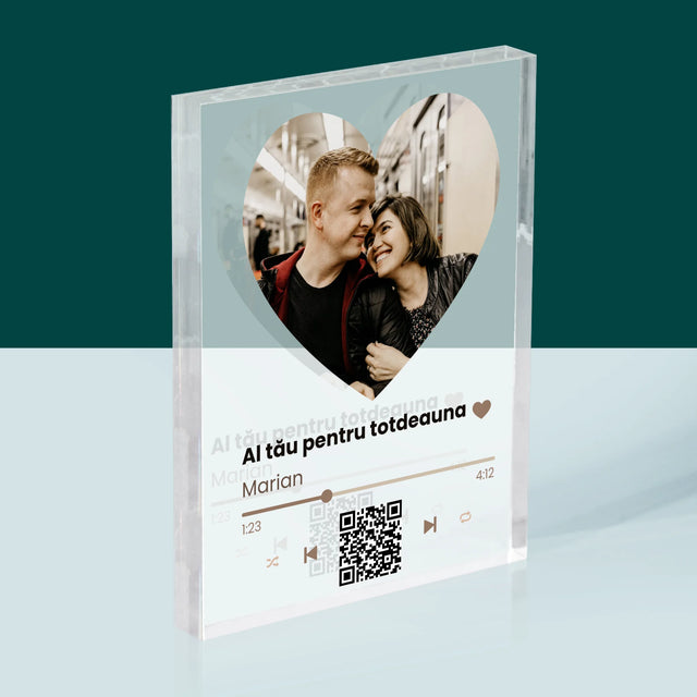 Fotografie Si Semnătură: Cântecul Nostru Inimă Cod Qr - Bloc Acrilic