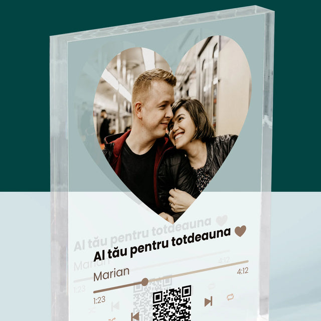 Fotografie Si Semnătură: Cântecul Nostru Inimă Cod Qr - Bloc Acrilic