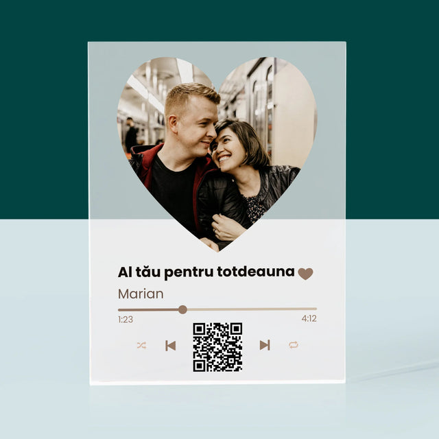 Fotografie Si Semnătură: Cântecul Nostru Inimă Cod Qr - Bloc Acrilic
