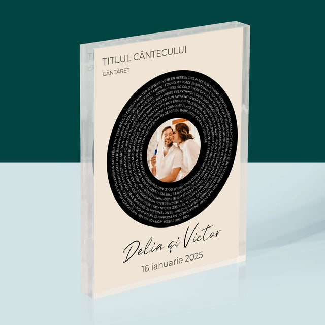 Fotografie Si Semnătură: Textul Cântecului Cu Fotografia Ta - Bloc Acrilic