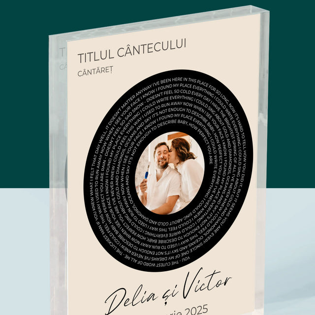 Fotografie Si Semnătură: Textul Cântecului Cu Fotografia Ta - Bloc Acrilic