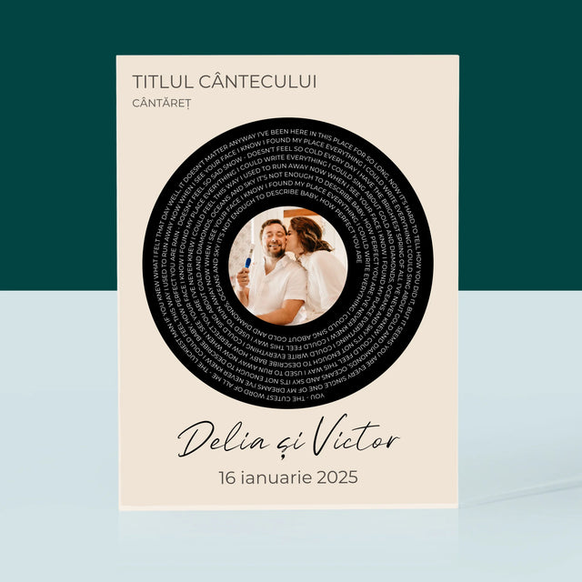 Fotografie Si Semnătură: Textul Cântecului Cu Fotografia Ta - Bloc Acrilic