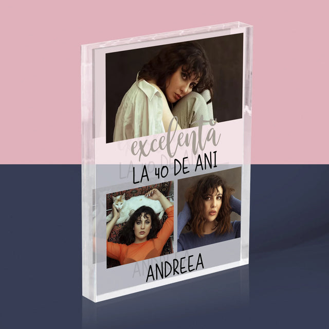 Colaj De Fotografii: Excelentă La 40 De Ani - Bloc Acrilic