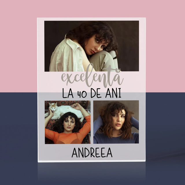 Colaj De Fotografii: Excelentă La 40 De Ani - Bloc Acrilic