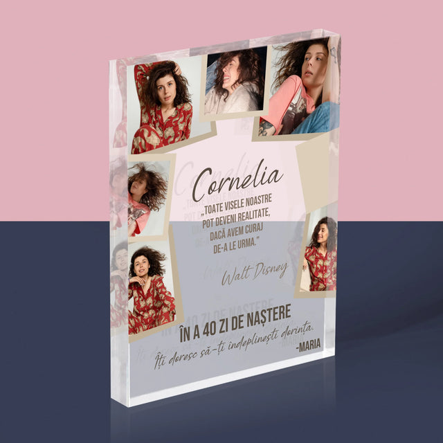 Colaj De Fotografii: 40 Zi De Naștere Realizeați Dorințele - Bloc Acrilic