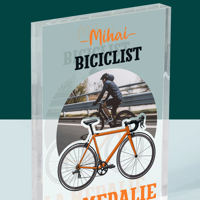 Fotografie Si Semnătură: Biciclist La Medalie - Bloc Acrilic