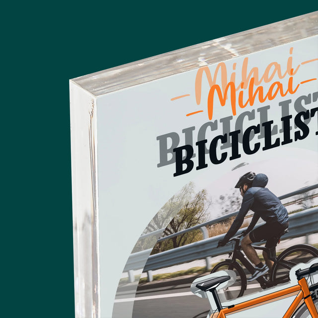 Fotografie Si Semnătură: Biciclist La Medalie - Bloc Acrilic