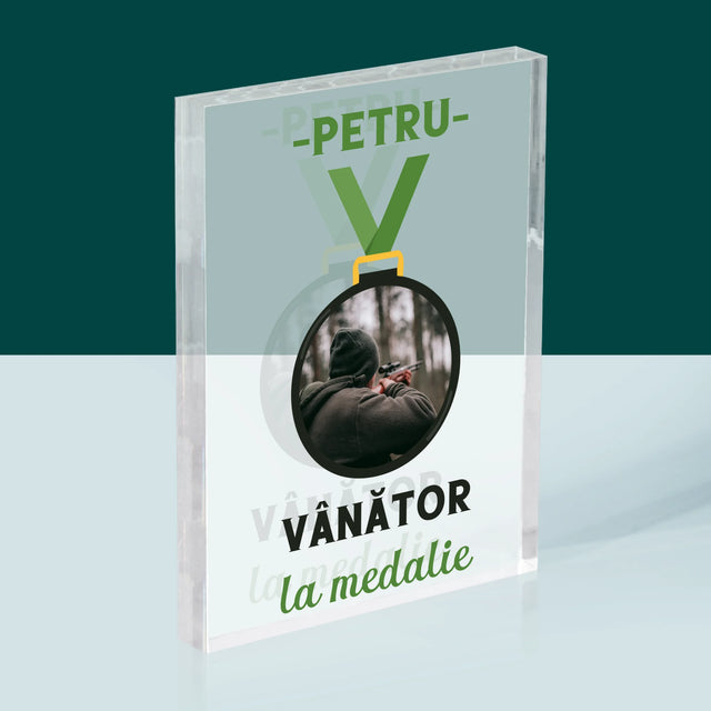 Fotografie Si Semnătură: Vânător La Medalie - Bloc Acrilic