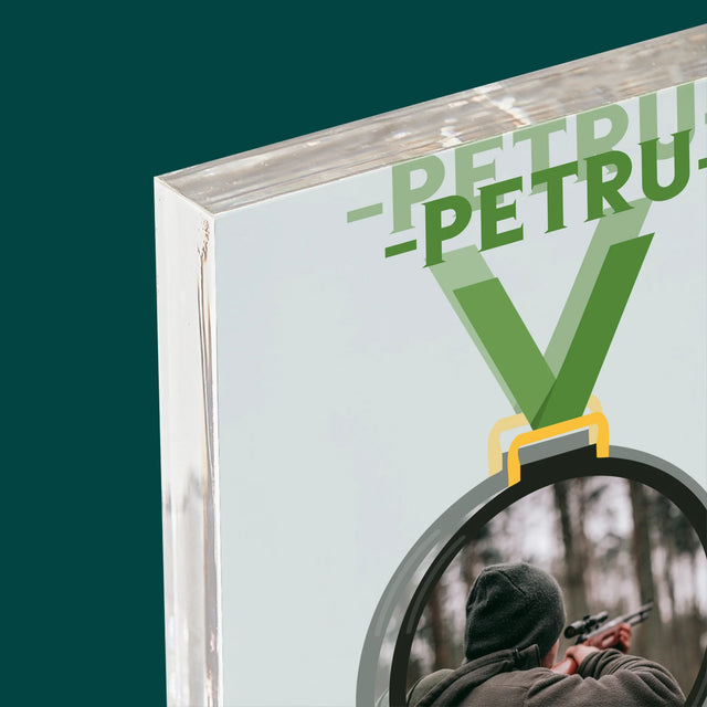 Fotografie Si Semnătură: Vânător La Medalie - Bloc Acrilic