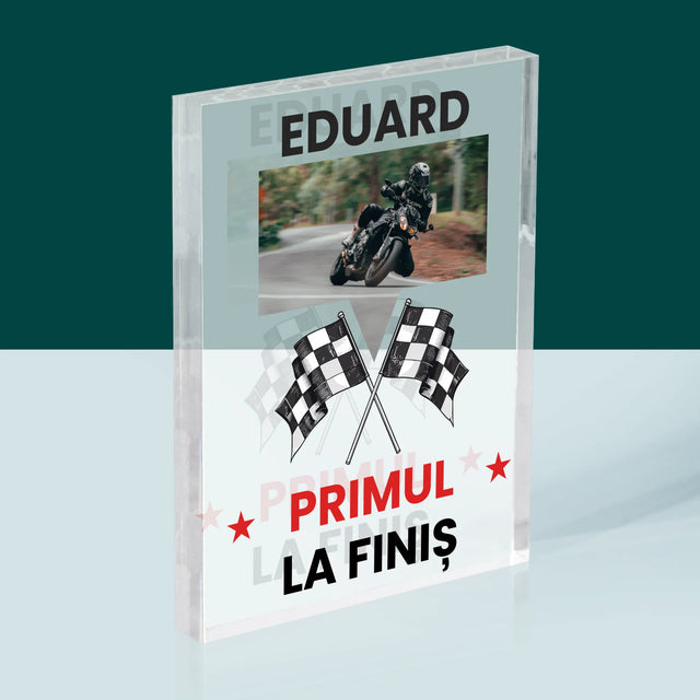 Fotografie Si Semnătură: Primul La Finiș - Bloc Acrilic