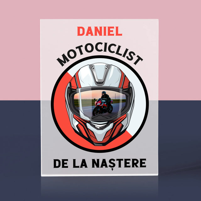 Fotografie Si Semnătură: Motociclist De La Naștere - Bloc Acrilic