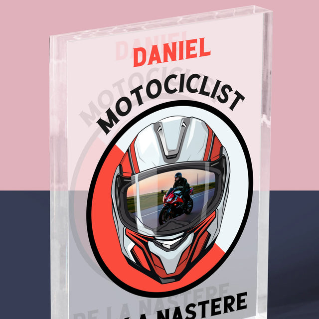 Fotografie Si Semnătură: Motociclist De La Naștere - Bloc Acrilic