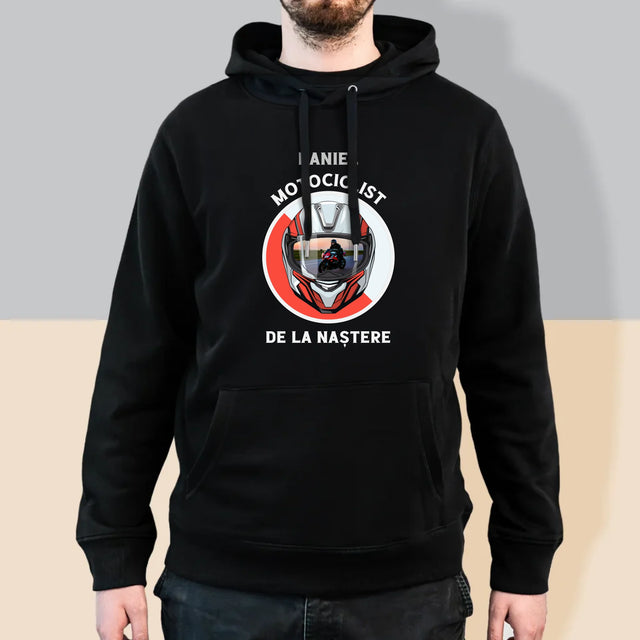 Fotografie Si Semnătură: Motociclist De La Naștere - Hanorac Cu Glugă Pentru Bărbați