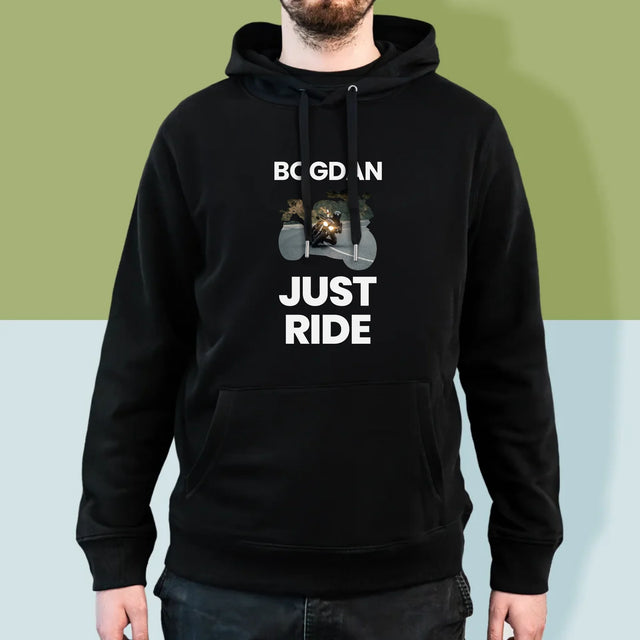 Formă Din Fotografii: Just Ride - Hanorac Cu Glugă Pentru Bărbați