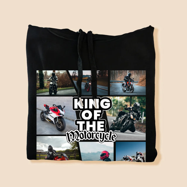 Colaj De Fotografii: King Of The Motorcycle - Hanorac Cu Glugă Pentru Bărbați