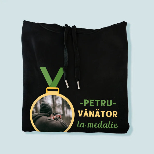 Fotografie Si Semnătură: Vânător La Medalie - Hanorac Cu Glugă Pentru Bărbați