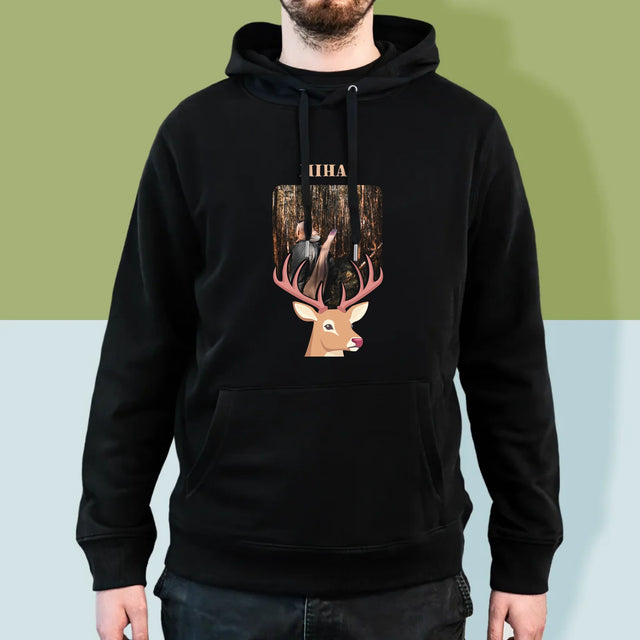 Fotografie Si Semnătură: Cerb - Hanorac Cu Glugă Pentru Bărbați