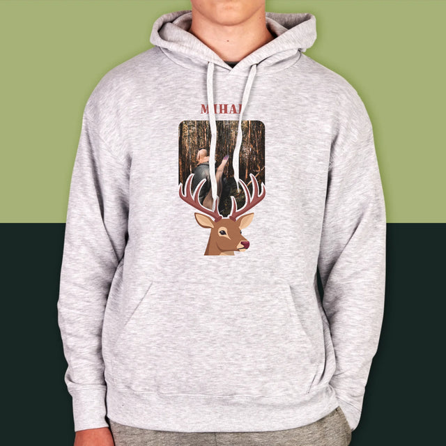 Fotografie Si Semnătură: Cerb - Hanorac Cu Glugă Pentru Bărbați