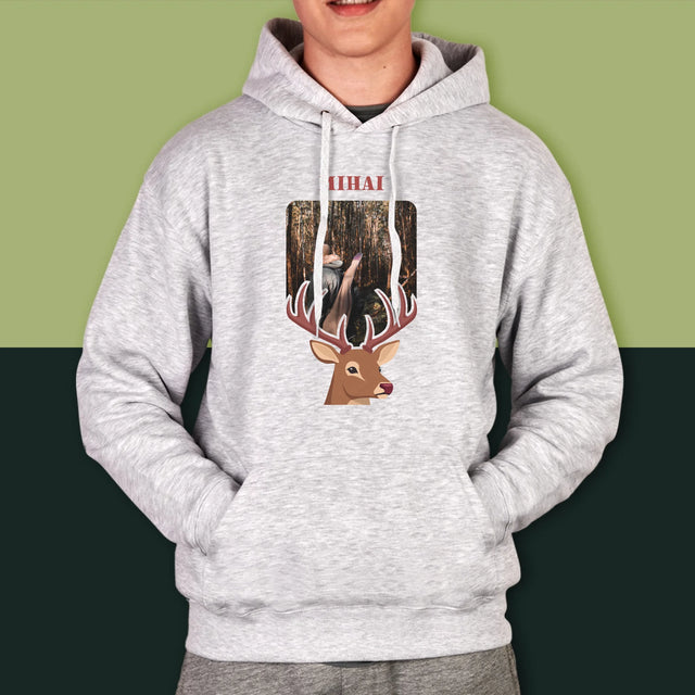 Fotografie Si Semnătură: Cerb - Hanorac Cu Glugă Pentru Bărbați